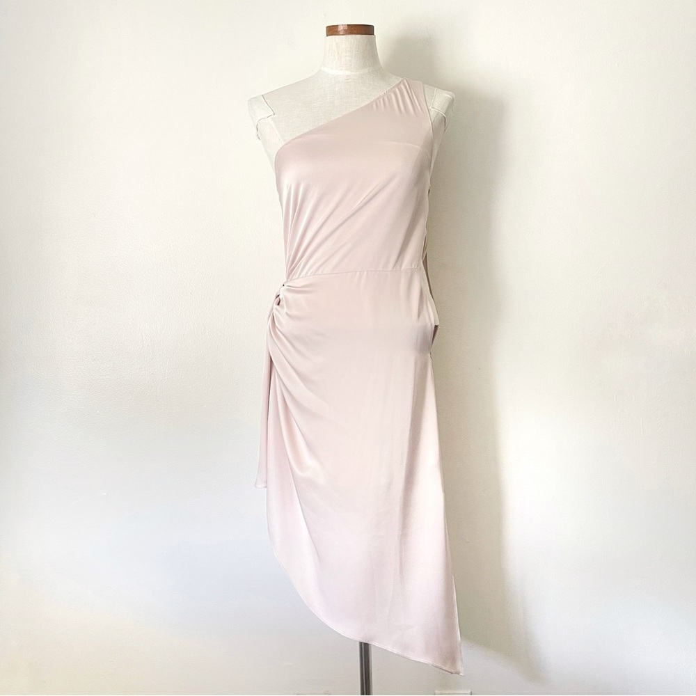 Vixen Femme Fatale Ramy Brook Satin Cream Kathleen One shoulder mini dress sz 2
